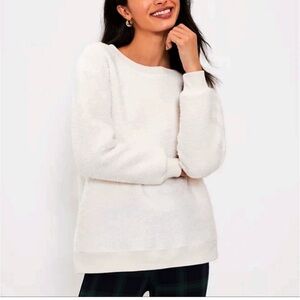 Loft Fleece Ivory Cozy Knit Sweatshirt. Size XS